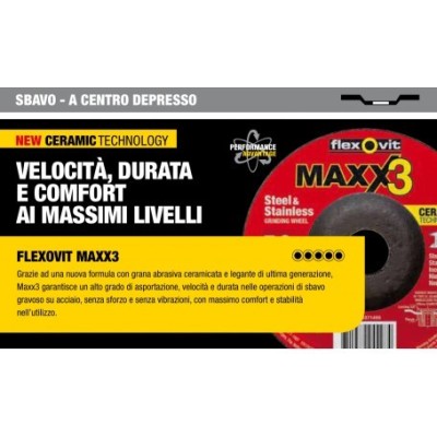 27 - 125x7.0x22.23 - NQ 24 P-BF27 FLEXOVIT  Maxx 3 dischi per smerigliatrice angolare