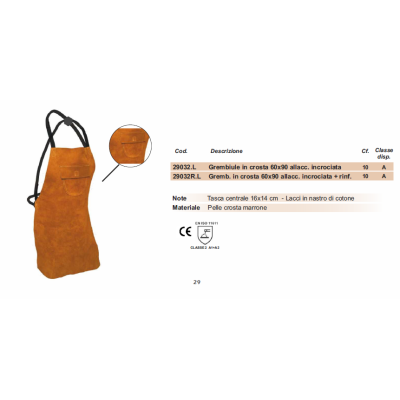 Grembiule in crosta 60x90 allacc. incrociata COD. 29032.L MARRONE